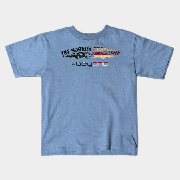 The Horror Basement & Beyond American Flag Kids T-Shirt by TheHorrorBasementPodcast